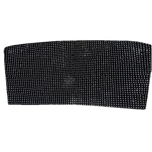 I.AM.GIA Black Bandeau Crop Top with Silver Accents